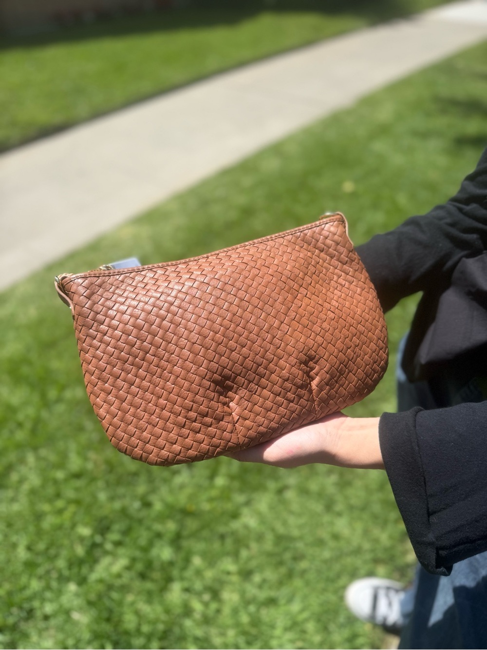 Quince Sloane Handwoven Mini Shoulder Bag Color - Cognac